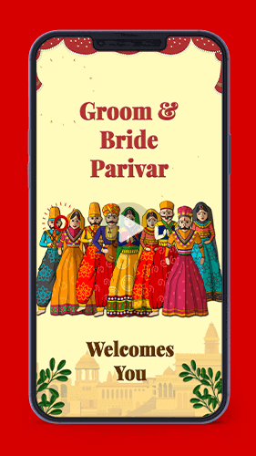 Rajasthani Marwari Katputli Indian Hindu Wedding Invitation Video Card Sanchori