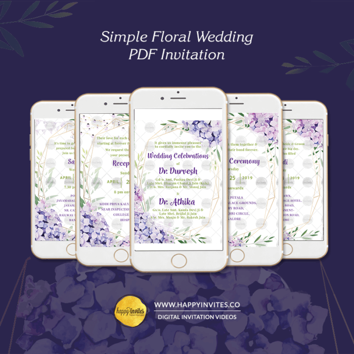 Simple Floral Wedding PDF Invitation