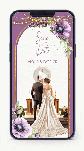 Beautiful Floral Christian Catholic Wedding Invitation Card Video for whatsapp