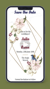 Beautiful Floral Save the Date Video Invitation Card Digital Invite for Wedding