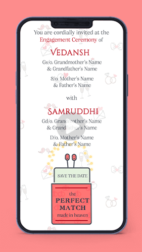 Engagement Sagai Ring Ceremony Invitation Video for Whatsapp - The Perfect Match Made in Heaven