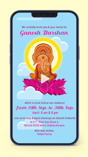 GC03 Ganesh Chaturthi Invitation Card Video for Whatsapp - Ganpati Darshan Ecard Invite