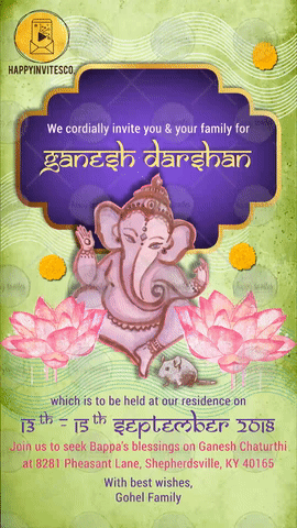 Ganpati Bappa Invitation Card - Happy Invites Video Maker