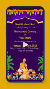 Grih Pravesh Satyanarayan Pooja Housewarming Ceremony Vast Shaanti Pujan Video Invitation Card Gruh Pravesha