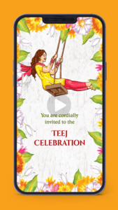 Teej Function Wedding Party Celebration Invitation Video Card for Whatsapp