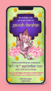 Whatsapp VGC04 Ganesh Chaturthi - Ganpati Bappa Invitation Card Video for whatsapp designer invites digital ecard