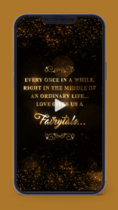 golden glitter black shimmer bling wedding engagement invitation video card for whatsapp