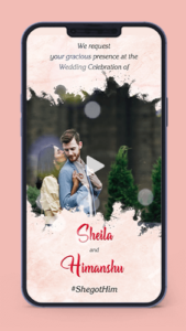 watercolor splash reception engagement wedding invitation video card save the date for whatsapp