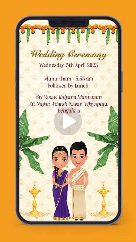 hw06v south indian wedding invitation video card traditional digital invite