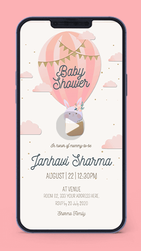 Beautiful Floral Baby Shower Patel Invitation Video Card for Whatsapp
