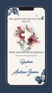 Christening Baptism Invitation Video Card for Whatsap - Digital Invite