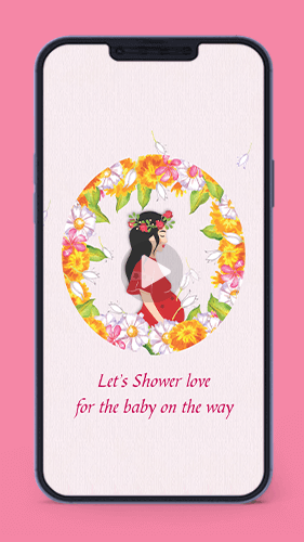 Indian Traditional Baby Shower Invitation Floral Digital Card Invite Video for Whatsapp