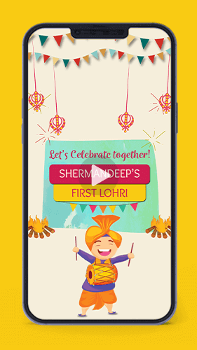 BP10 Baby First Lohri Invitation Card Party Video for Whatsapp