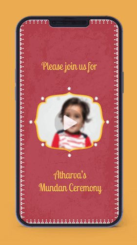 Traditional Mundan Ceremony Invitation Card Chudakaran Sanskaar Tonsure digital invite