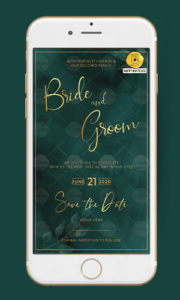Golden Green Ecard Wedding Invitation