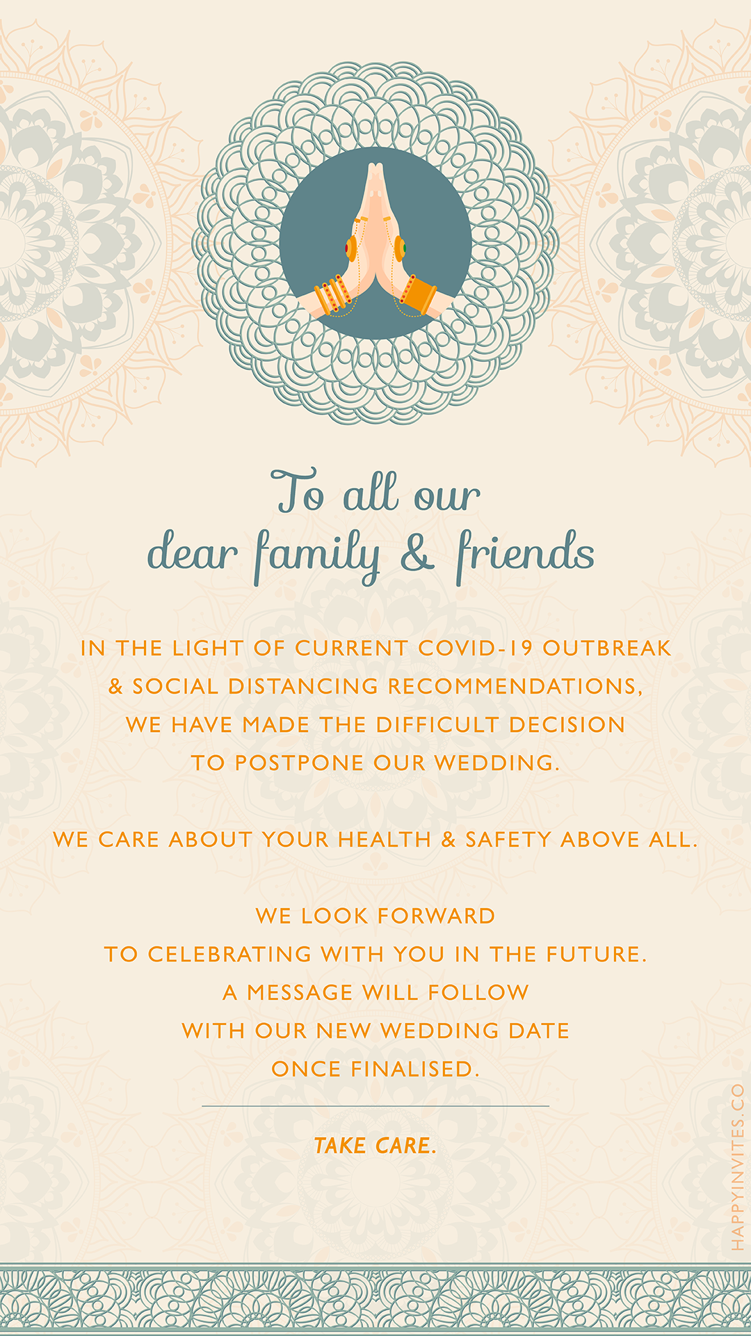 wedding postponed cards Indian Style
