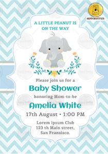 Cute Elepant Card Baby Shower