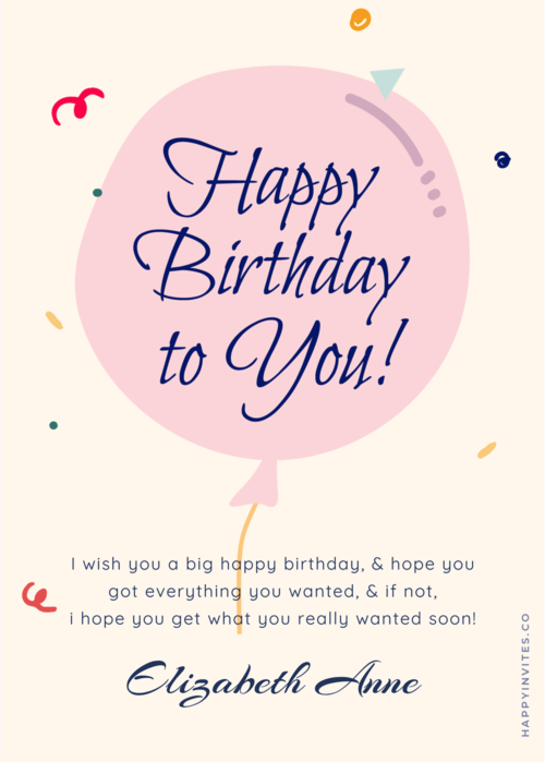 Balloons & Confetti Card - Birthday Wishes Card