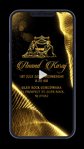 Royal Golden Glamor Hindu Indian Punjabi Sikh Wedding Invitation Video Card for whatsapp