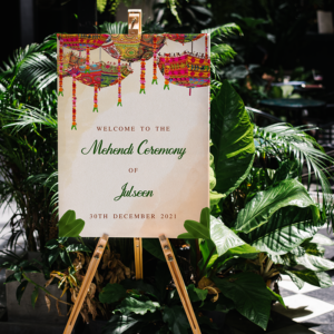 Mehendi Ceremony Welcome Sign Board