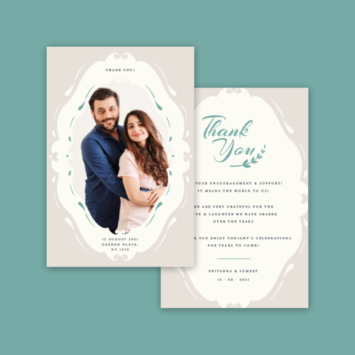 Modern Wedding Thank you Card with Photo