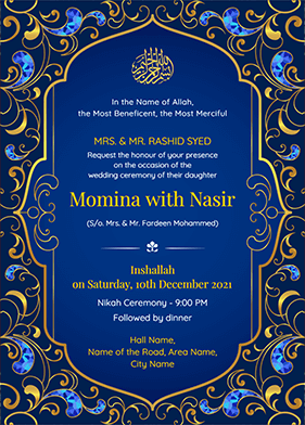 Islamic Wedding Invitation Card