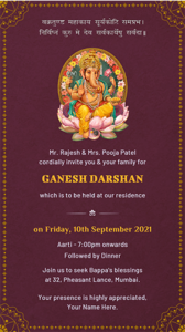 Online Ganesh Chaturthi Invitation Card