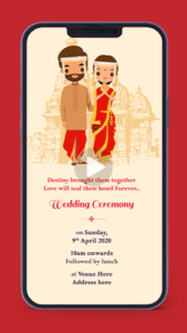 Marathi bride groom wedding invitation video card for whatsapp traditional hindu