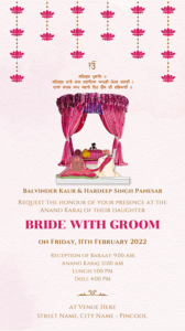 Punjabi Sikh Wedding Invitation eCard for Whatsapp