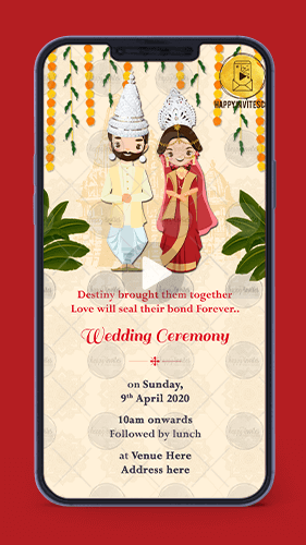 Traditional Bengali Wedding Invitation Video Card Digital for Whatsapp