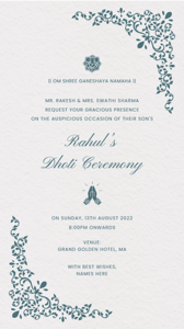 Dhoti Ceremony Invitation for WhatsApp