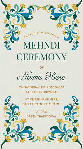 Mehndi Invitation Card Online for Whatsapp