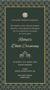 Panchalu Dhoti Ceremony Invitation Card