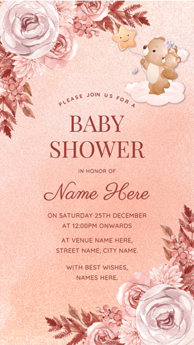 Rustic Rose Gold Baby Shower Invitation Card