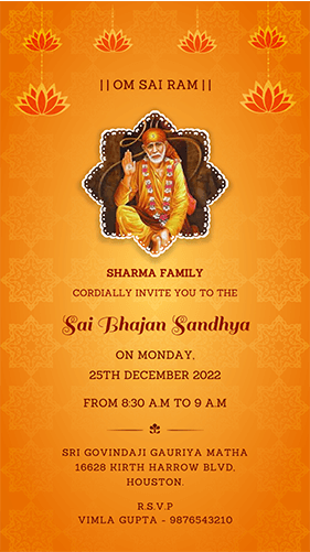 Sai Bhajan Sandhya Invitation Card