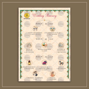 Indian Traditional Wedding Itinerary Card