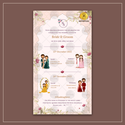 Modern Indian Wedding Itinerary Card