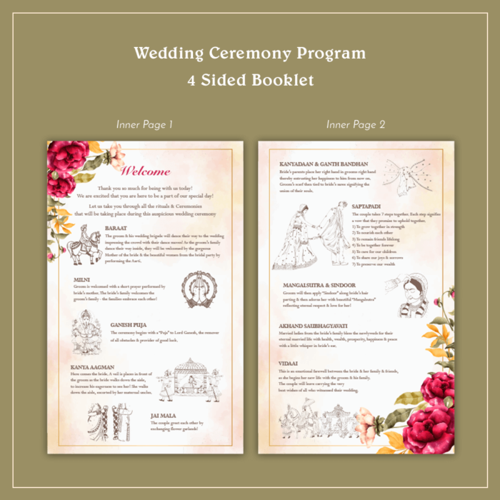 Indian Wedding Program Card Design 1