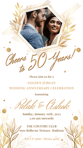 Golden Jubilee Wedding Anniversary Invitation Cards