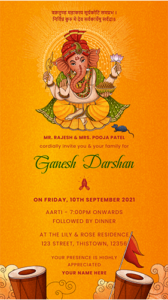 Invitation for Ganpati Darshan at Home