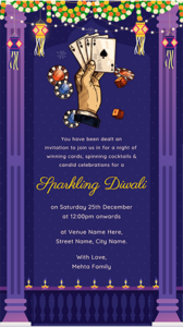 Diwali Taash Party Invitation Card