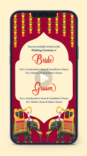 Hindu Wedding Invitation Card Traditional Elegant Video Invite Maker