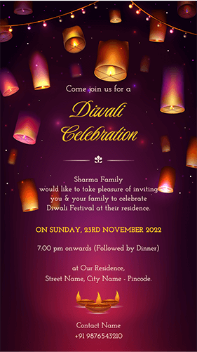 Indian Diwali Invitation Card Design