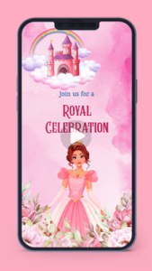 Princess theme birthday invitation video card for whatsapp