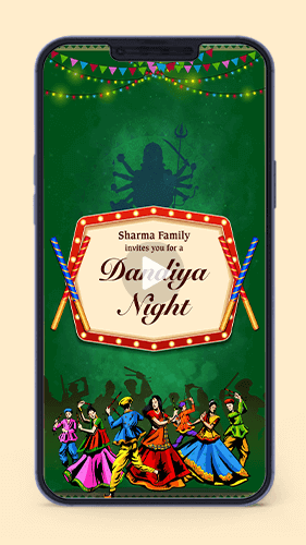 Dandiya Night Garba Party Mata Utsav Invitation Video Card for Whatsapp Digital Invites