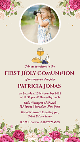 First Holy Communion Invitation Card Online Maker Digital