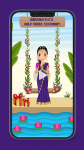 Half Sari Ceremony Puberty Saree Function Invitation Video Card Animated Digital for Whatsapp
