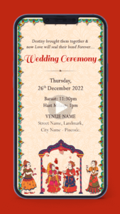 Traditional Indian Madhubani Folk Painting Contemporary Indian Wedding Invitation Video Card for Digital