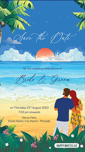 Destination Beach Wedding Invitation Card