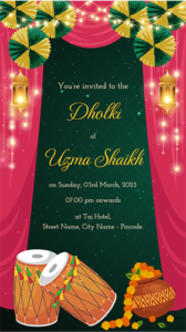 Dholki Ceremony Invitation Card